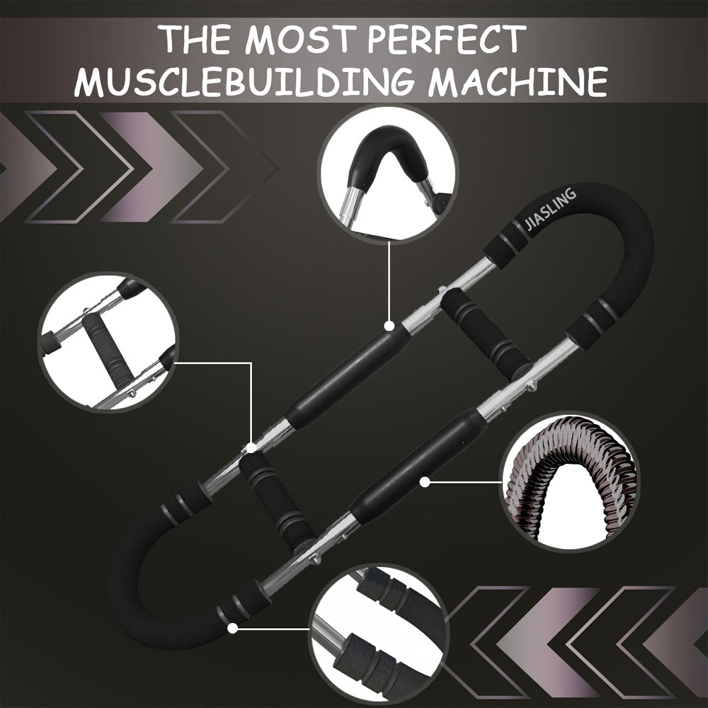 Arm Strength Trainer U-Shape 60-100LBS, Multi-Function Adjustable Forearm Chest Triceps Exerciser with 2-Level Spring Resistance Bands, Portable Home Gym Equipment with Comfortable Grip & Detachable Design