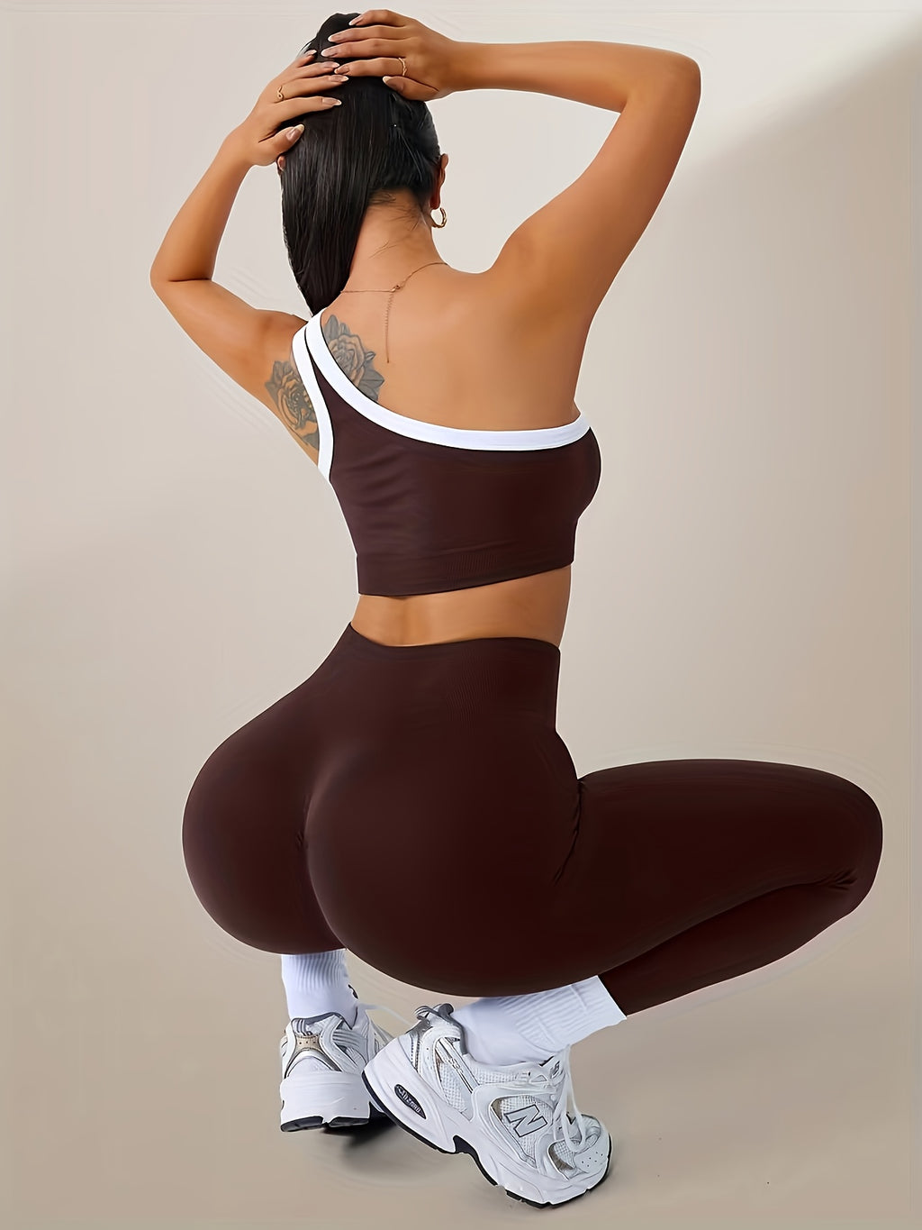 High-Waisted Butt-Lifting Leggings & Sports Bra Set for Women 2-Piece Stretchy Yoga Workout Outfit Solid Color Running Activewear with Camisole Top XS-XL