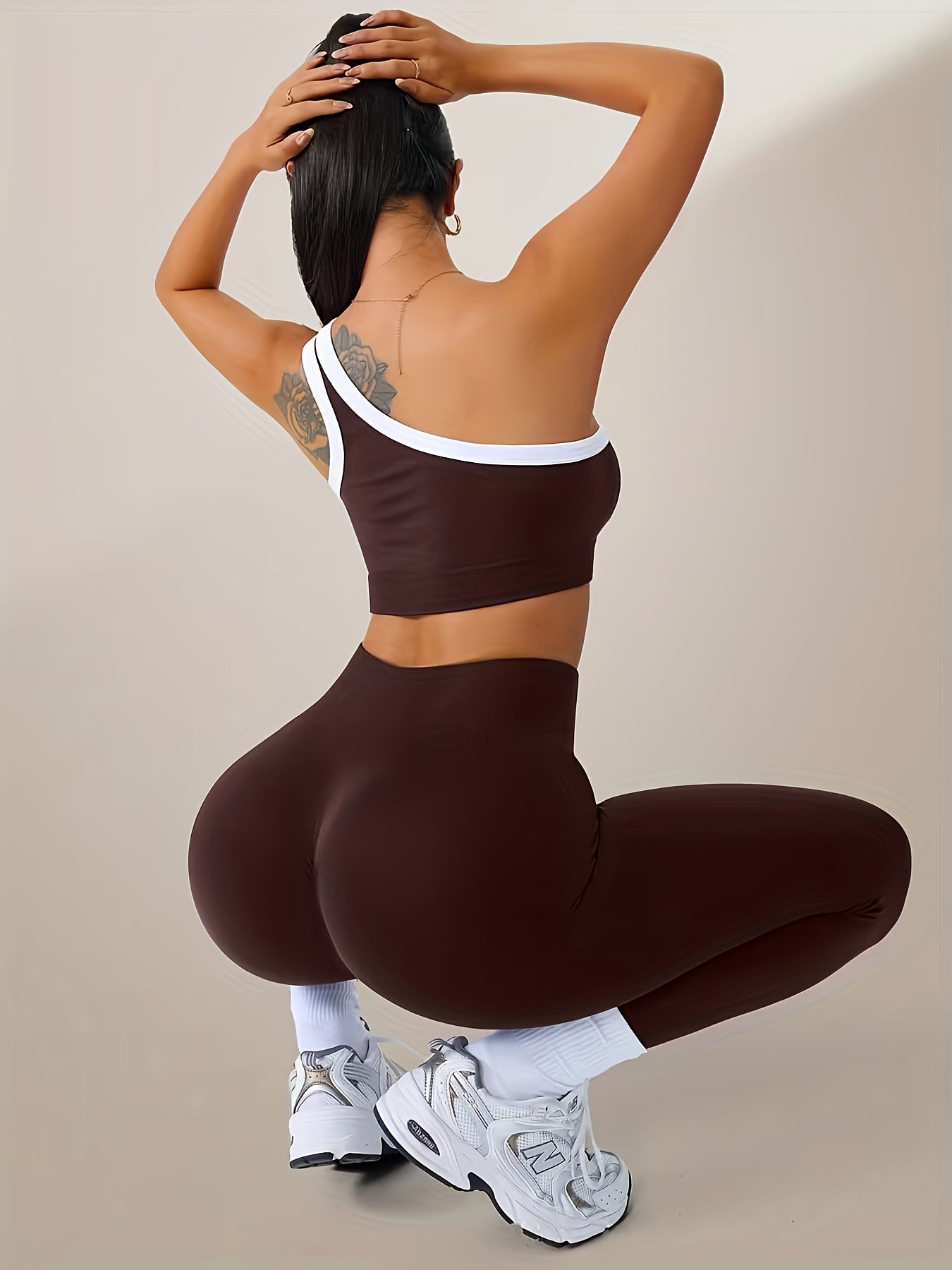 High-Waisted Butt-Lifting Leggings & Sports Bra Set for Women 2-Piece Stretchy Yoga Workout Outfit Solid Color Running Activewear with Camisole Top XS-XL