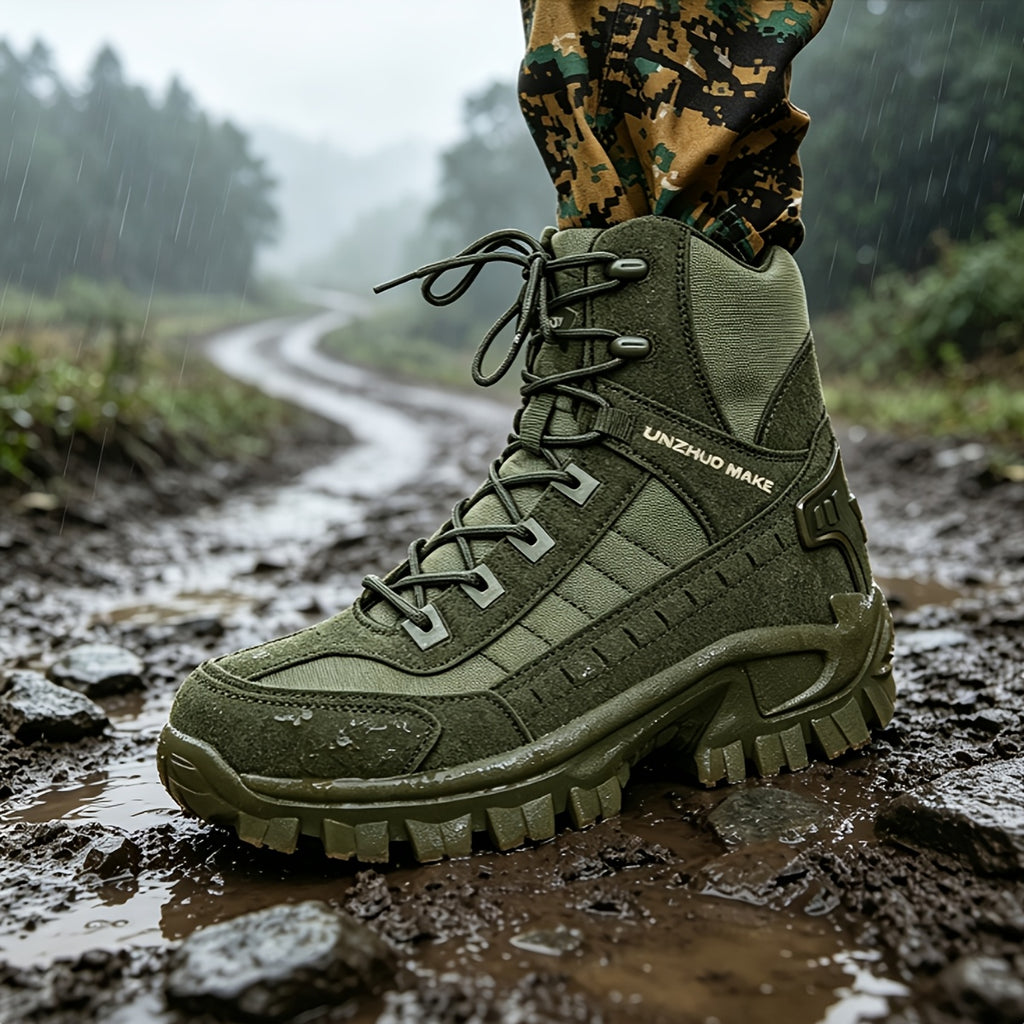 Men's High-Top Tactical Hiking Boots – Lightweight Slip-Resistant All-Season Boots for Outdoor Hiking, Hunting, Jungle & Adventure Travel, US 7-12, 3 Colors