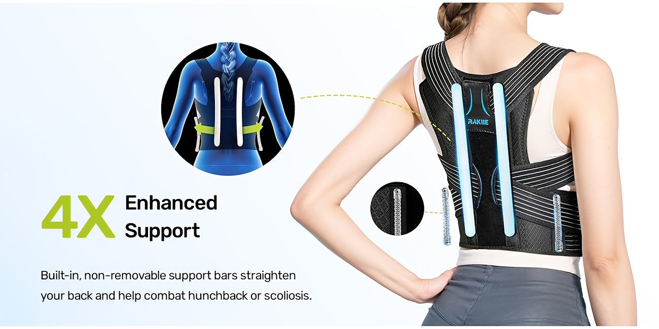 Adjustable Posture Corrector Vest – Shoulder Straightening Brace with Padded Cushions & Soft Underarm Bands, Unisex Back Support for Daily Wear, Sizes S-XL