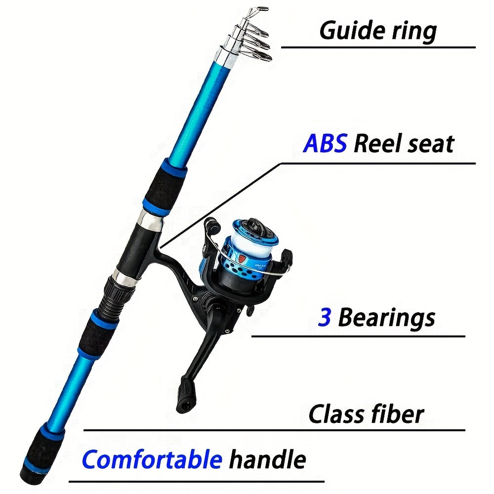 Telescopic Fishing Rod and Reel Combo 70.87 Inch Spinning – 5.2:1 Gear Ratio 3BB 11LB Drag Complete Freshwater Fishing Kit for Beginners & Outdoor Anglers