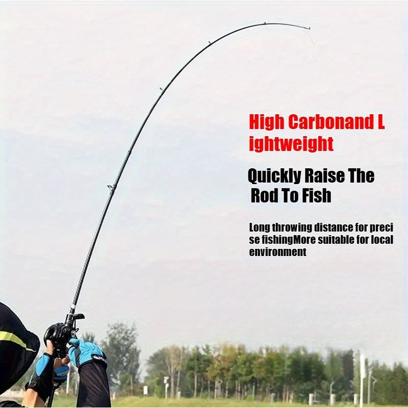 Carbon Fiber Lure Fishing Rod 180cm (70.86") – Lightweight M-Power Two-Section Spinning Rod with Wooden Handle, Universal Freshwater & Saltwater Casting Rod for Bass Trout