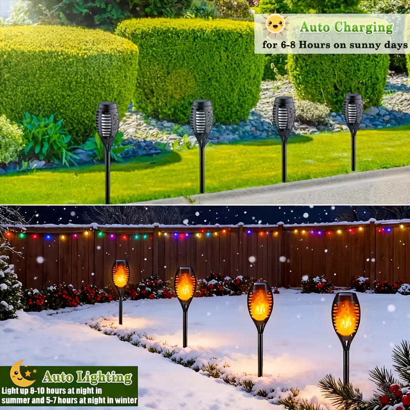 Solar Torch Lights Outdoor Flame Effect LED Garden Yard Decor Waterproof IP55 Warm White Colored 2 8 10 20 Pack
