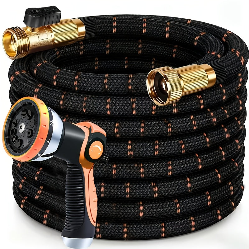 Expandable Garden Hose Kit 10-150FT Kink-Free Flexible Water Hose with 10-Pattern Spray Nozzle, Leak-Proof Super Fabric, Storage Strap – Lightweight Yard & Lawn Watering Set