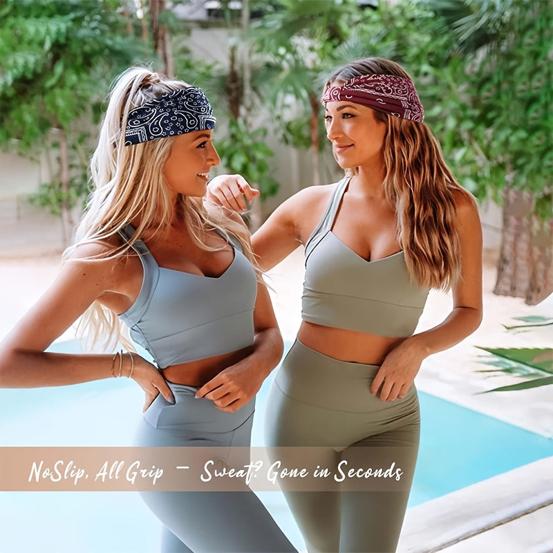 Boho Headbands for Women Set of 6 – Anti-Slip Elastic Bohemian Hair Bands for Running, Yoga, Sports & Everyday Wear, Breathable Comfortable Hair Accessories, Perfect Gift