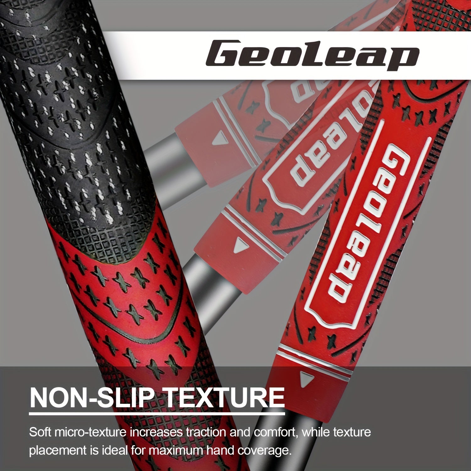 Geoleap Golf Grips Set of 13 Cord Rubber Compound Hybrid – All Weather Golf Club Grips Standard Midsize 8 Colors
