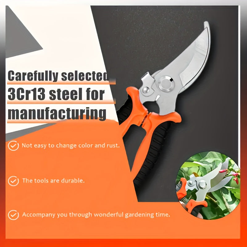 Garden Pruning Shears Set 6-Piece - Stainless Steel Bypass Pruners, Ergonomic Non-Slip Handles, Fruit Picker Branch Cutter Lawn Trimming Tree Care Kit for Men Women