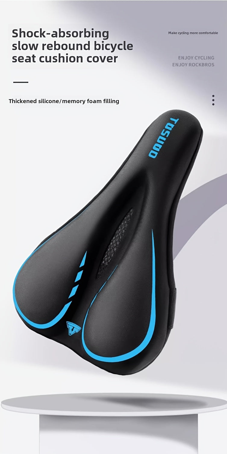Padded Bike Seat Cover Sponge Cushion – Breathable Perforated Saddle Cover for Road & Mountain Bicycle, Easy Slip-On Comfort Cycling Accessory (Black, Red, Blue, Grey, Pink)