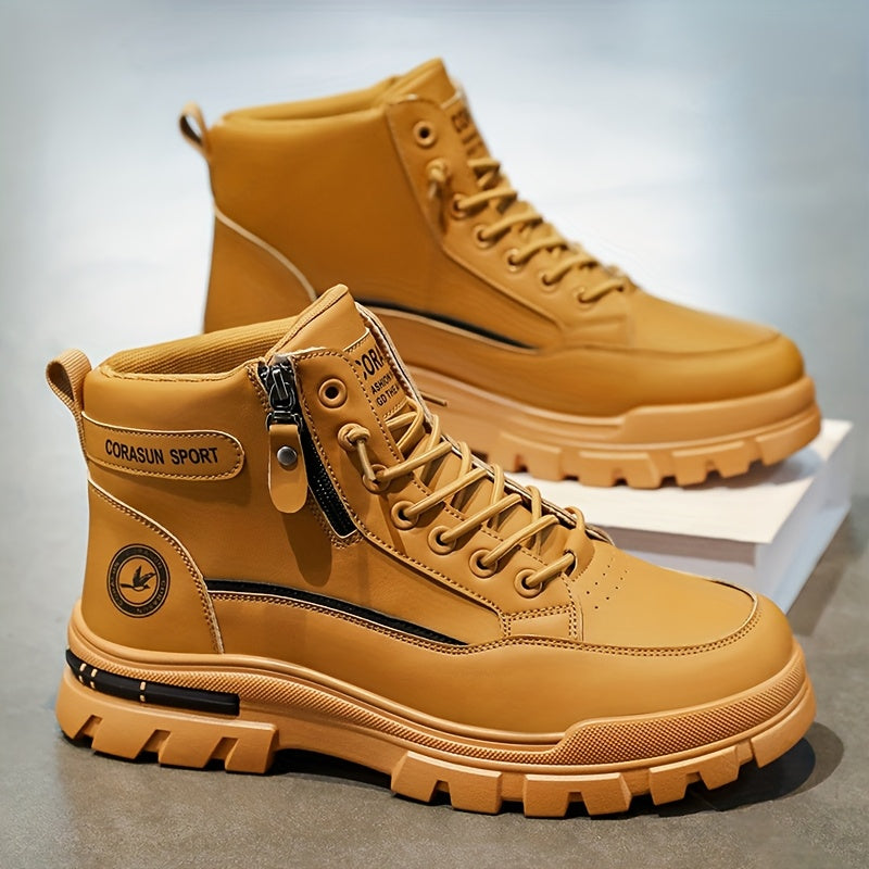 Men's Hiking Boots High Top Waterproof Zipper Closure Slip-Resistant Rubber Sole – Durable Outdoor Boots for Hiking Mountaineering Trail Walking US 6.5-12