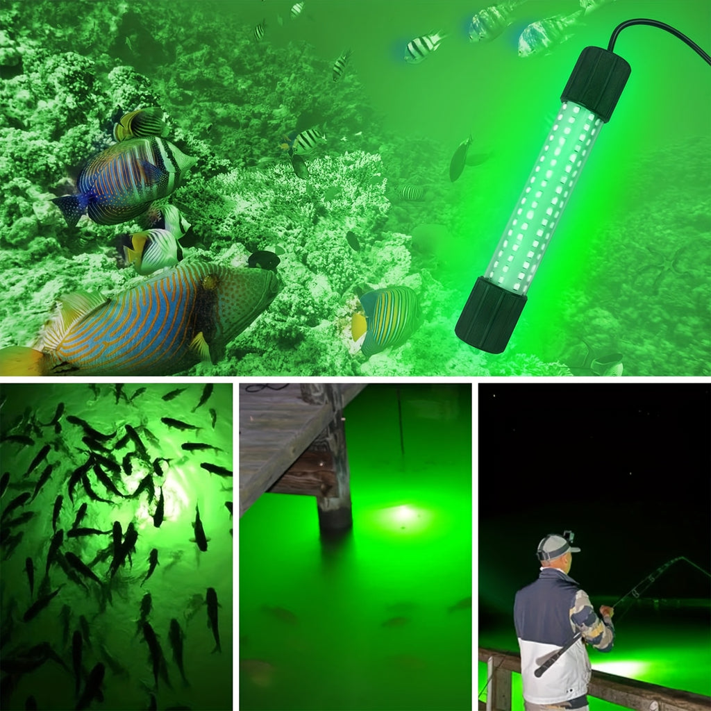 Night Fishing Light 126 LED Underwater Fish Attracting Light USB Powered 5 Meter Cord Green White Light for Night Fishing Boat Dock Ice Fishing Fish Finder