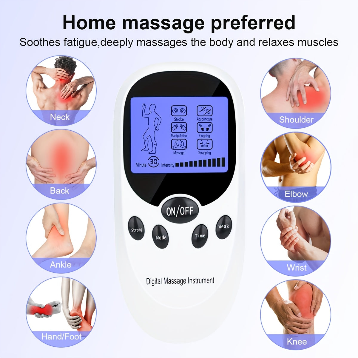 TENS EMS Dual Channel Muscle Relief Pulse Massager - 8 Electrodes, 6 Modes, Pain Relief for Shoulders, Back & Knees, Portable Electric Muscle Stimulator for Recovery & Relaxation