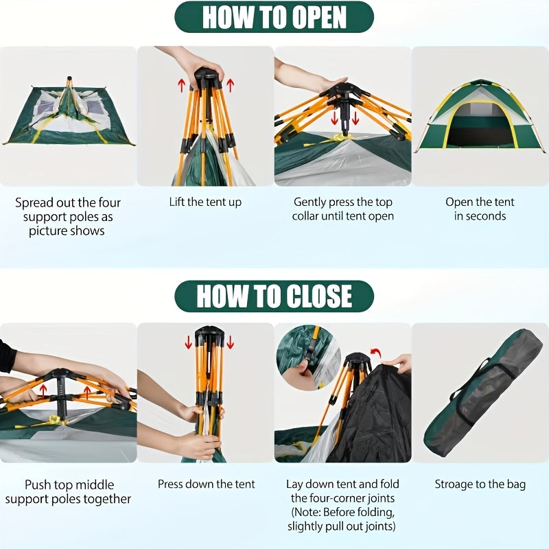 SKYNEST Instant Setup Camping Tent 1-4 Person All Season with Dual Doors & Mesh Windows – Windproof Lightweight Pop Up Tent for Camping Hiking Hunting