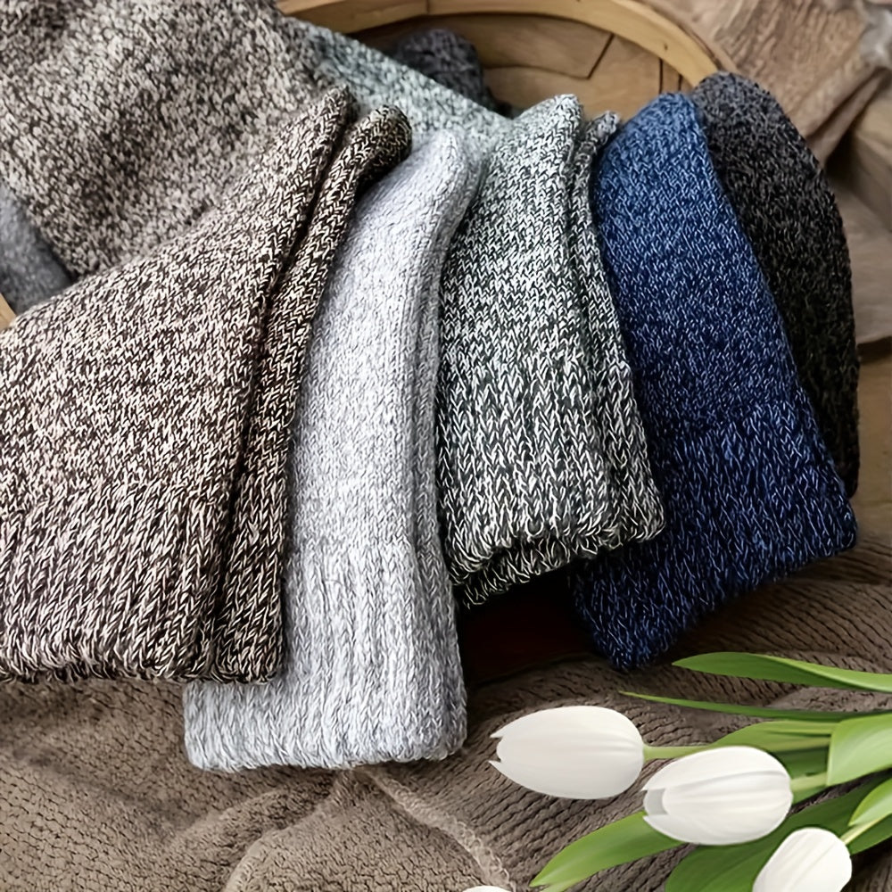 9-Pack Winter Thick Warm Socks – Super Soft Knit Thermal Crew Socks for Men & Women, Retro Solid Color Cozy Cold Weather Socks, Machine Washable (One Size)