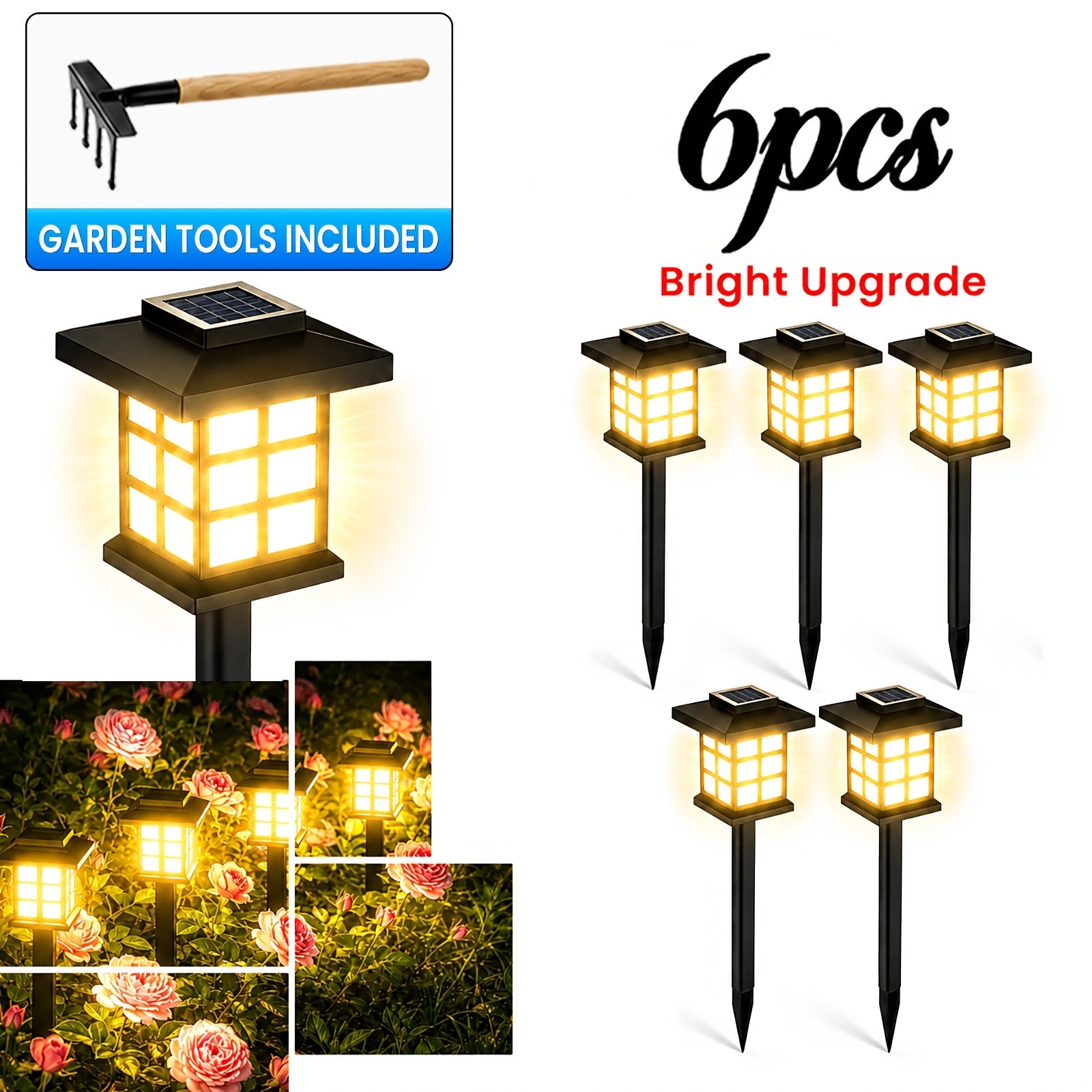 Solar Pathway Lights Outdoor IP55 Waterproof LED 10-Hour Runtime – Garden Driveway Landscape Stake Lights Auto Dusk-to-Dawn – Warm White & Color-Changing – 6 12 24 Pack