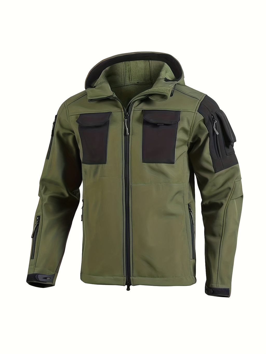 Men's Tactical Jacket Windproof Ripstop Hooded Shell Jacket with Multiple Utility Pockets for Camping Survival Hiking Outdoor Training Sizes S-XXXL Black Green Grey
