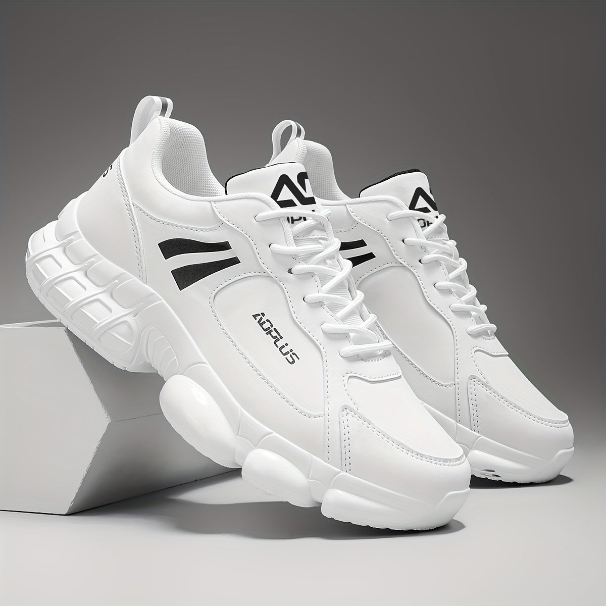 Anti-Slip Road Running Shoes for Men Wear-Resistant Rubber Sole – All-Season Low Top Lace-Up Athletic Sneakers for Gym Outdoor Casual Blue Black White