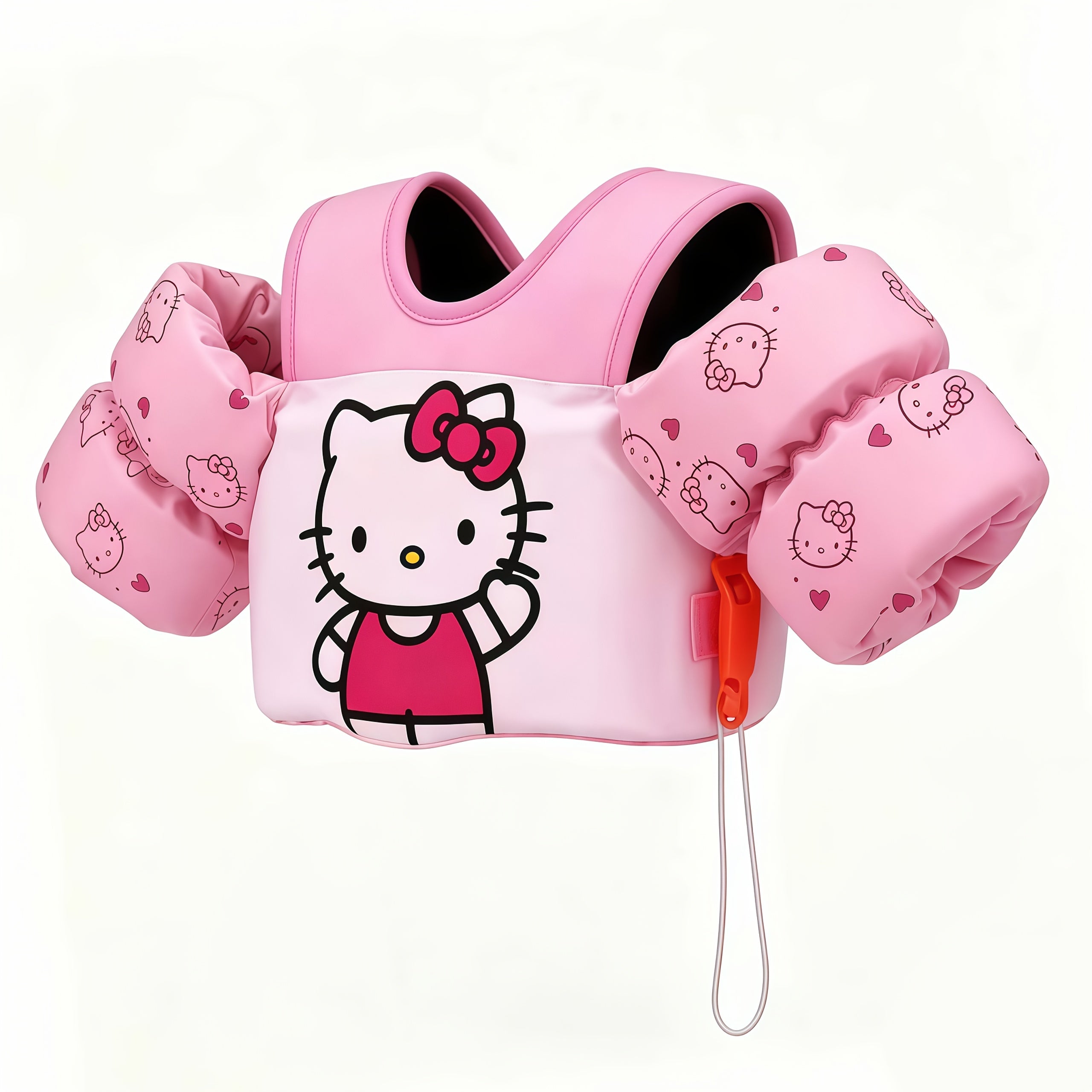 Sanrio Kids Swim Vest & Arm Floaties with Adjustable Straps – 1 or 2 Arm Bands for Toddlers Learning to Swim, 22-66 lbs, Nylon, Blue & Pink