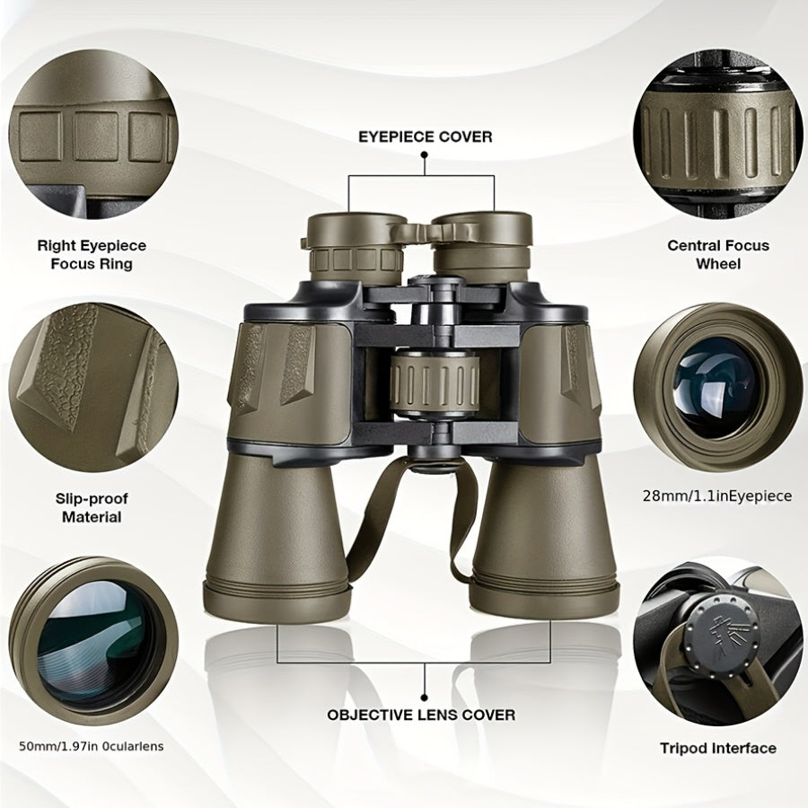 High-Powered Binoculars for Adults with Phone Adapter Bird Watching Travel Hiking Concerts Includes Carry Case and Strap Compact Lightweight Optics Black Green Mud