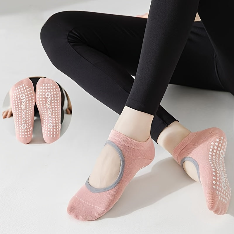 Non-Slip Yoga Socks for Women 4 Pairs Grip Socks with Silicone Dots Open Toe Design Pilates Barre Ballet Dance Fitness Socks Mixed Colors All Seasons