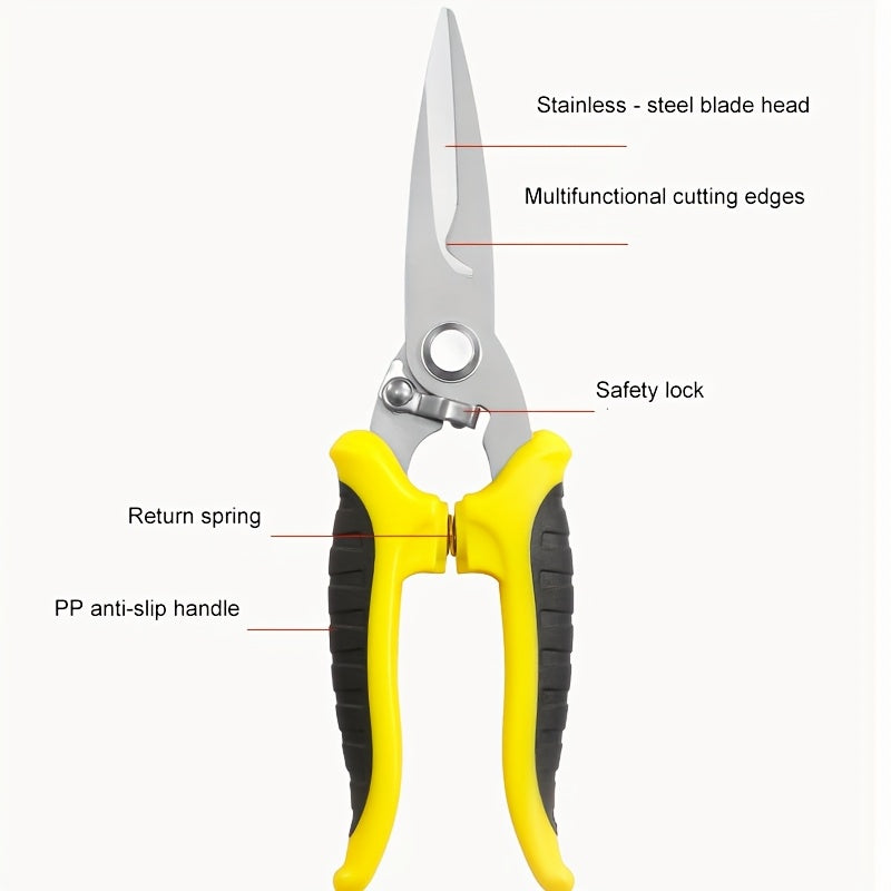 Garden Pruning Shears Set 6-Piece - Stainless Steel Bypass Pruners, Ergonomic Non-Slip Handles, Fruit Picker Branch Cutter Lawn Trimming Tree Care Kit for Men Women