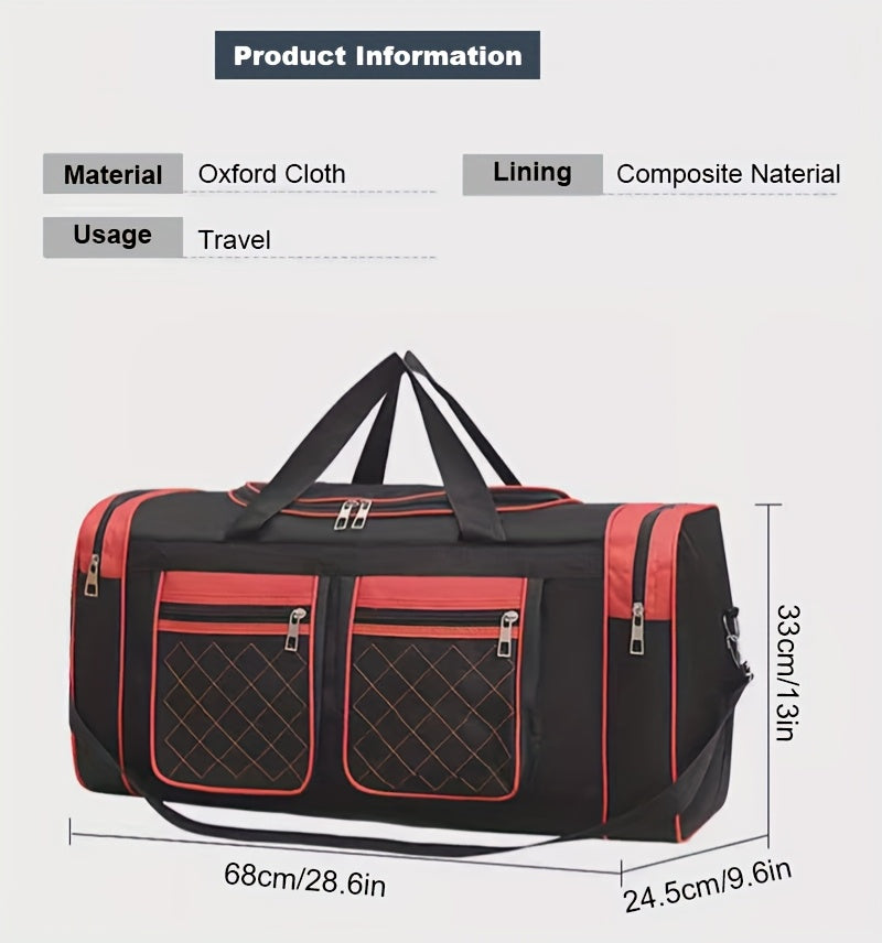 Large Capacity Duffel Bag Heavy Duty – Multi-Pocket Gym Travel Camping Outdoor Bag with Adjustable Strap for Men Women Black Blue Red