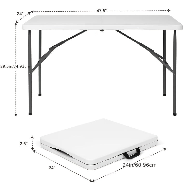 Plastic Folding Picnic Table Portable – Fold-in-Half Design with Carrying Handle & Locking Legs for Indoor & Outdoor Use, Camping, Tailgating & Dining, 2.5FT & 4FT