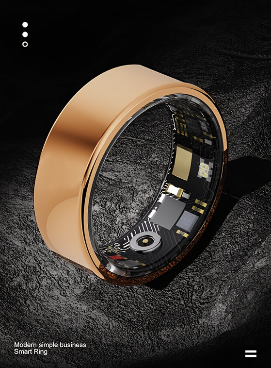 Smart Fitness Ring Bluetooth 5.3 Heart Rate HRV Sleep Steps Calorie Body Temp Stress Tracker No Subscription iPhone Android Compatible Sizes 7-13 Black Silver Gold