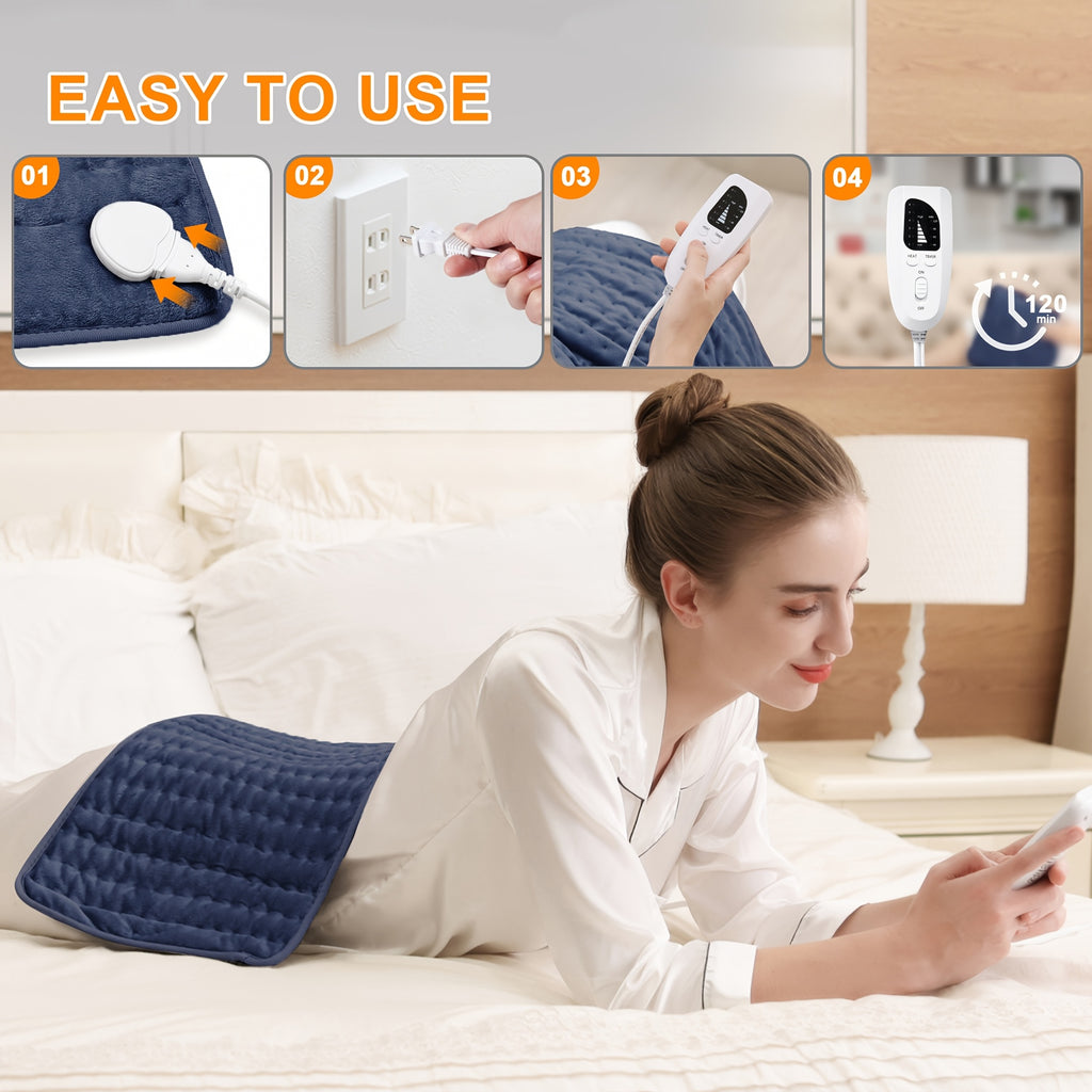 Heating Pad for Back Neck Shoulders 24x12 – Wet & Dry Heat, 6 Levels to 140°F, 4 Timer Settings, Auto Shut-Off, Machine Washable | Soft Flannel Pad for Abdomen, Knee & Leg Pain Relief, Christmas Gift