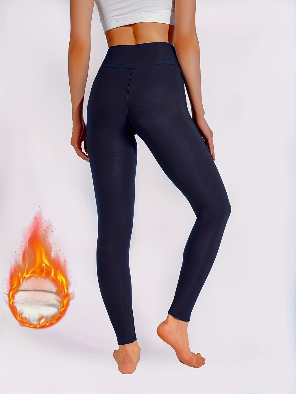Women's High-Waisted Thermal Leggings Long Pants - Fleece-Lined Stretch Waistband Winter Warm Bottoms - 88% Polyester Knit Fabric - Sizes S-XXL - Fall Winter Thermal Pants for Women