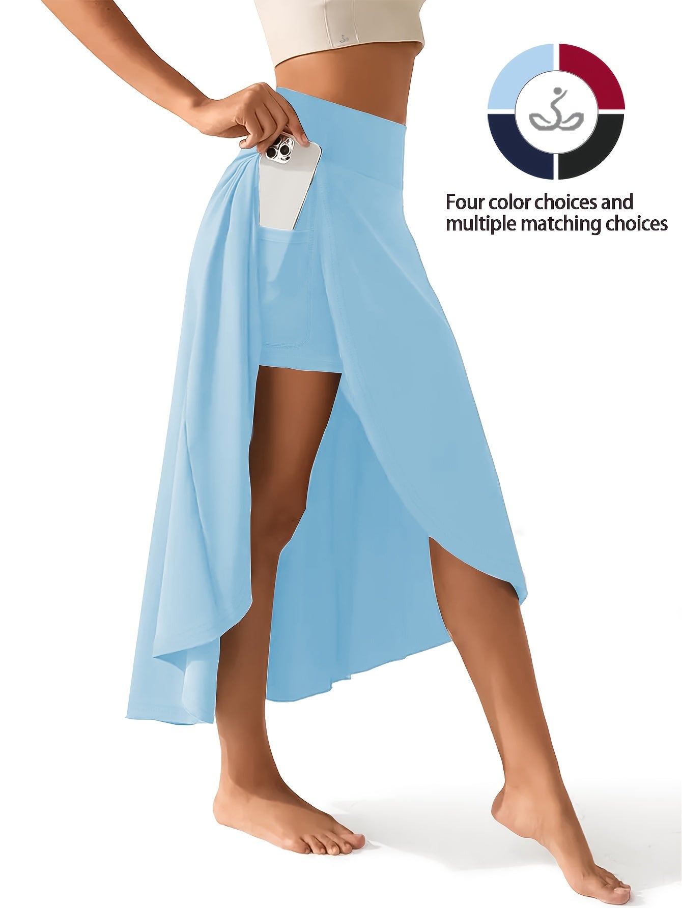 Women's High Waist Skort with Inner Shorts & Pockets – 2-in-1 Lightweight Stretchy Activewear Skirt for Sports, Gym, Workout & Casual Wear, Machine Washable, XS-XXL
