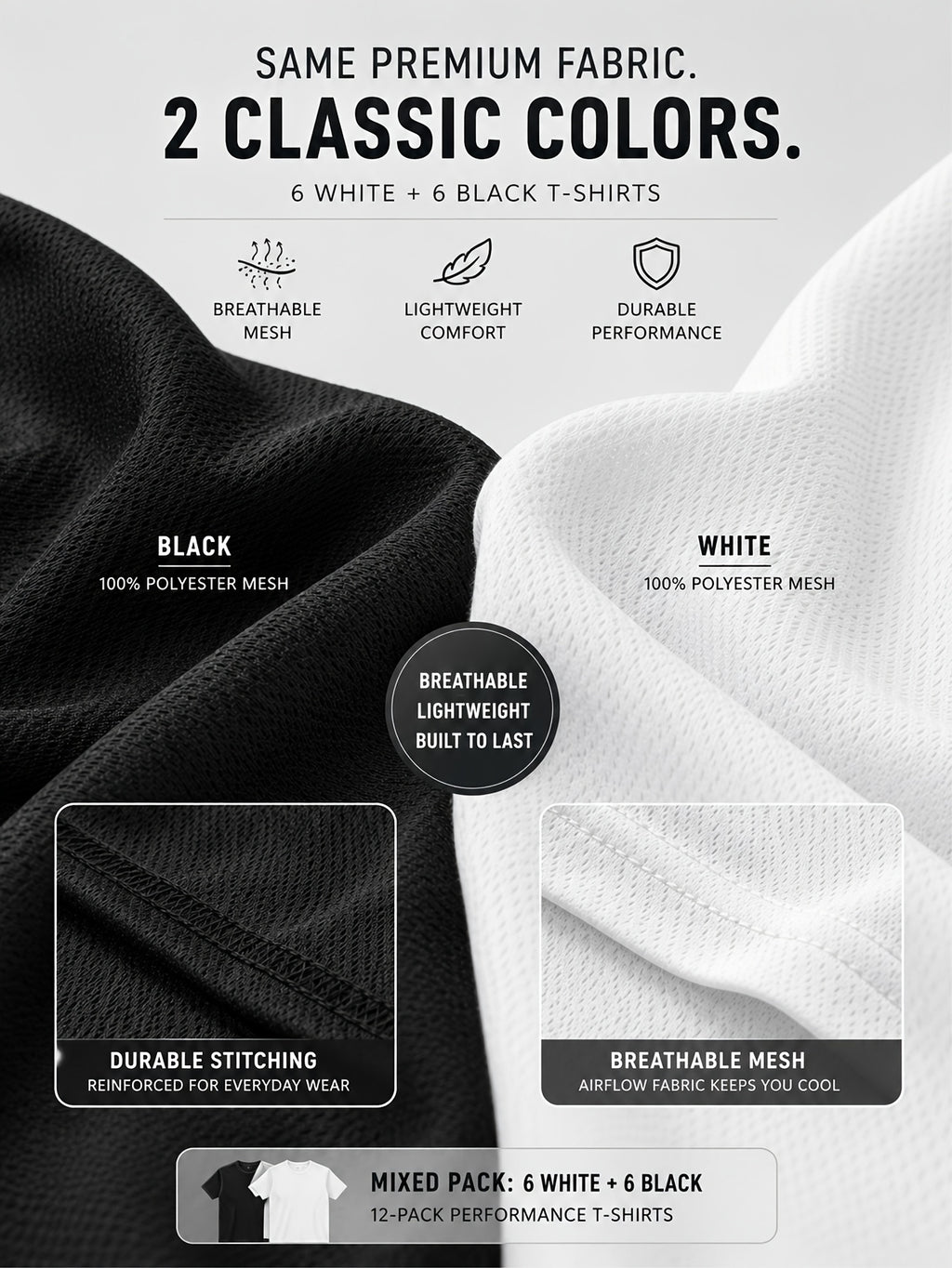 Moisture Wicking Gym T-Shirts 12-Pack Unisex Quick Dry Athletic Crew Neck Tees Loose Fit Breathable Workout Shirts Men Women Multi-Pack Value Set