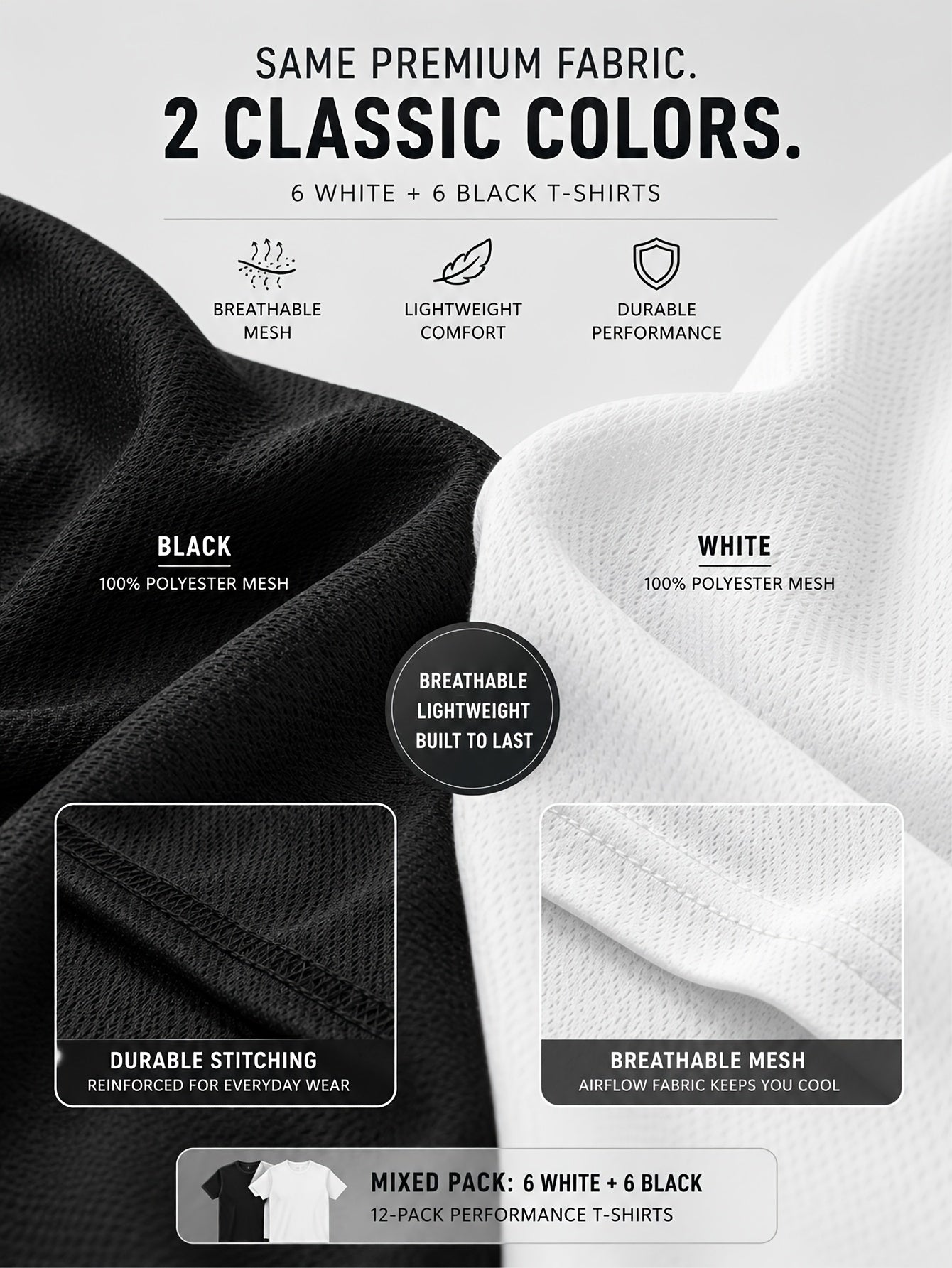 Moisture Wicking Gym T-Shirts 12-Pack Unisex Quick Dry Athletic Crew Neck Tees Loose Fit Breathable Workout Shirts Men Women Multi-Pack Value Set