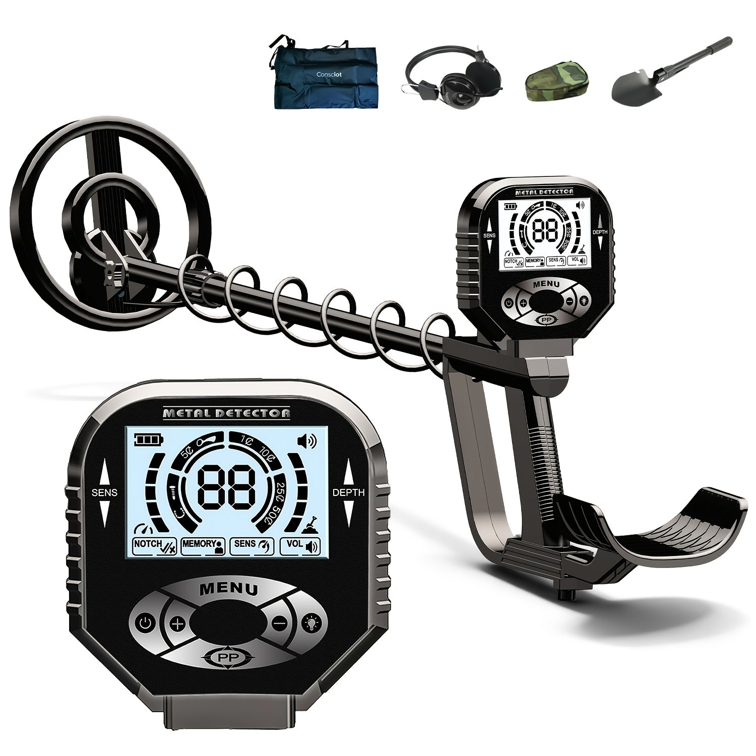 Metal Detector for Adults Kids - LCD Deep Search Waterproof Coil Treasure Hunter, High Sensitivity Gold Coin Jewelry Finder, Adjustable Stem, Beginner & Pro