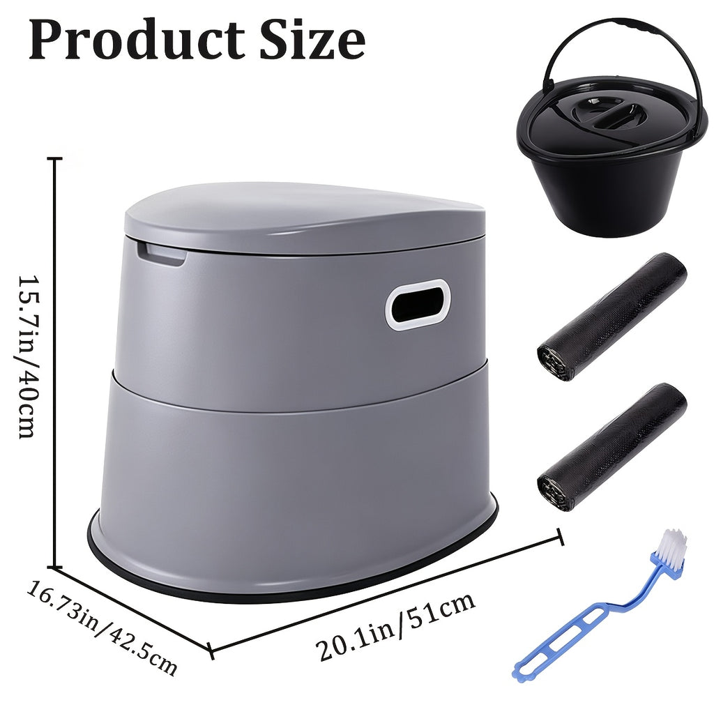 Portable Toilet for Adults & Seniors – Extra Large Camping Commode with Detachable Inner Bucket & Removable Paper Holder, Lightweight Compact for Camping, RV, Boat, Van & Emergency Use