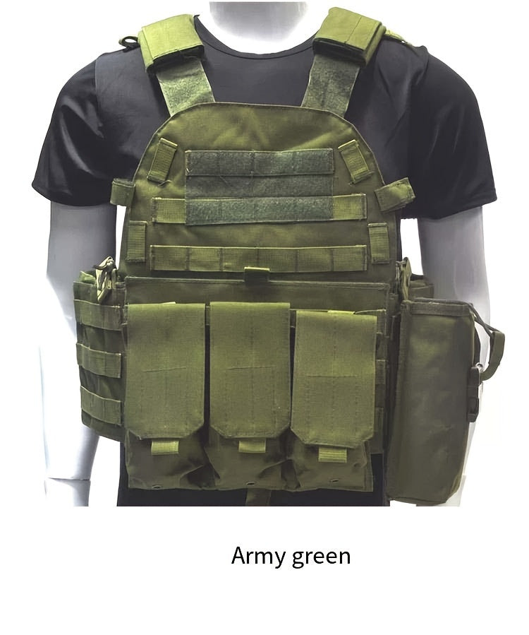 Tactical MOLLE Vest 6094 Multi-Functional Plate Carrier for Men - Outdoor Combat Training CS Airsoft Paintball Hunting Vest - Adjustable Military Green Black Army Green Brown Mud Color