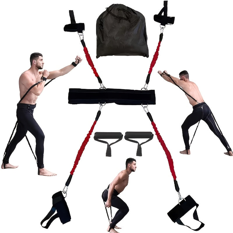 12PCS Boxing Resistance Training Set 150 Lbs – Heavy-Duty MMA Resistance Straps for Home Boxing, Taekwondo, Leg & Arm Strength Training, Full Body Workout
