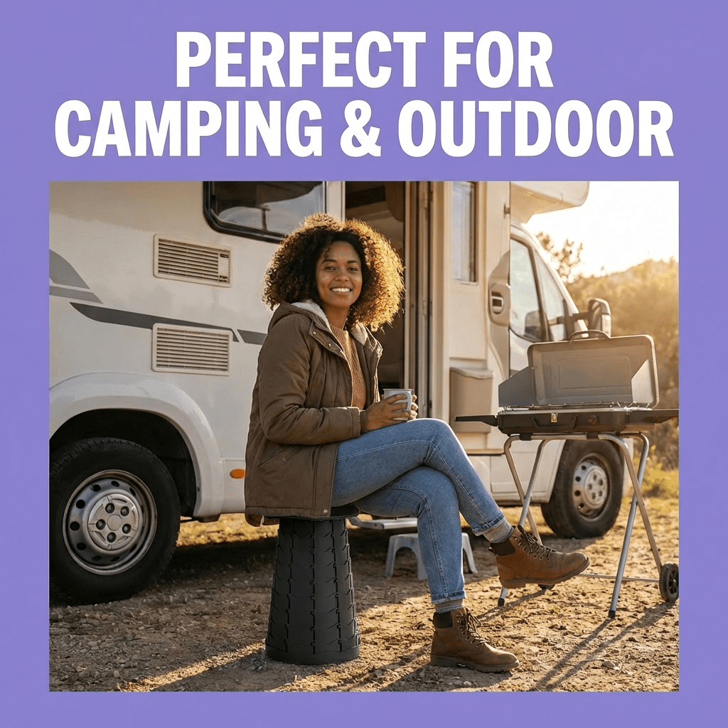 Collapsible Camping Stool 400 Lbs Capacity Ultra Portable Foldable Seat Fits in Backpack, Lightweight Durable Camp Stool for Hiking Fishing Outdoor Events, Sets Up in Seconds Rainbow Option Available