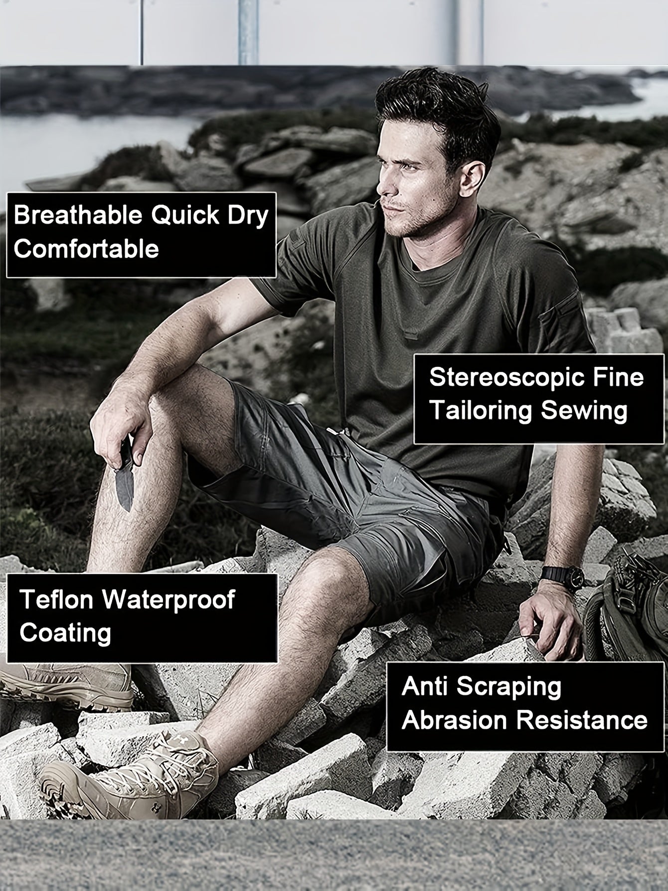 Men's Cargo Shorts Breathable Quick Dry Tactical Work Shorts Multi-Pocket S-XXXL – Outdoor Hiking Fishing Camping Military Style Shorts for Men Black Khaki Grey Green