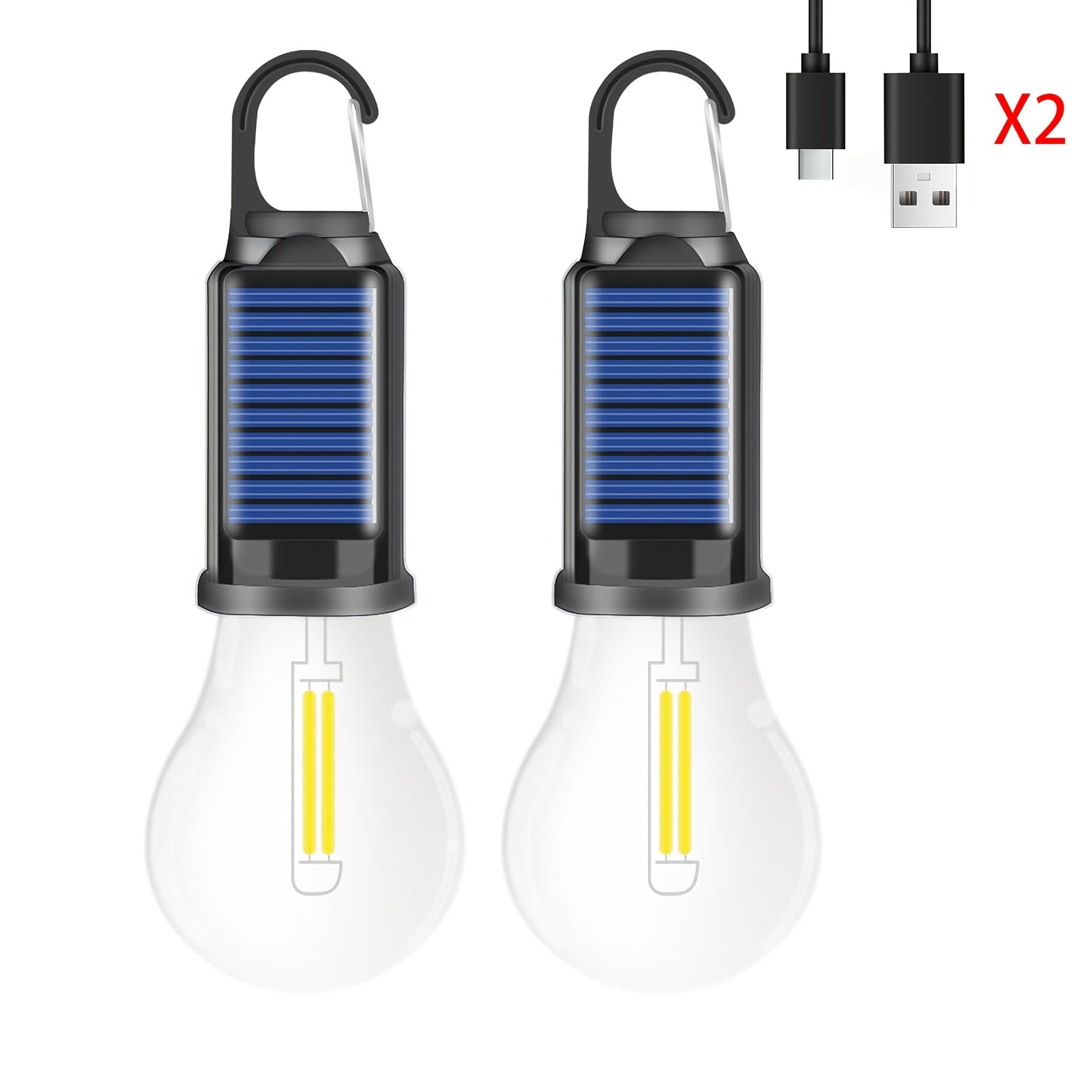 Solar Camping Lights Vintage LED Hanging Hook Lamp IP65 Waterproof Ambient Light for Tent Outdoor Indoor 2 4 8 Pack