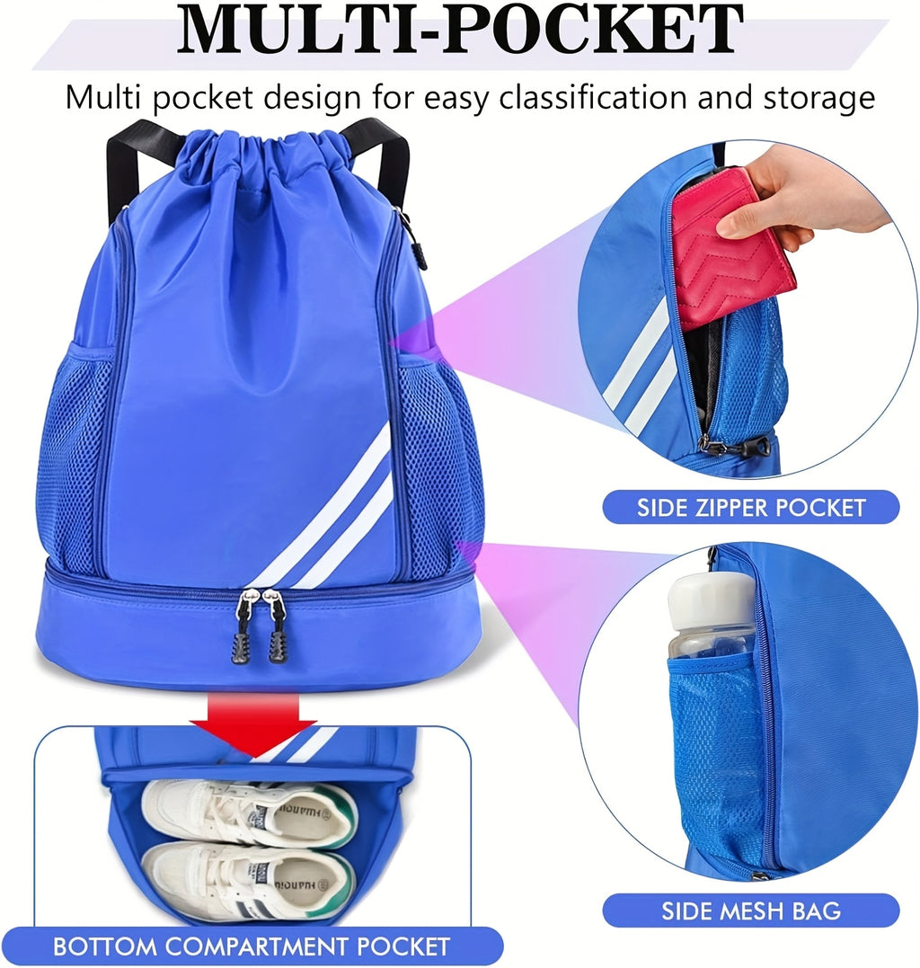 Drawstring Sports Backpack Gym Bag Lightweight for Men & Women – Basketball, Yoga & Fitness Bag with Shoulder Strap, Polyester Lining & Drawstring Pouch