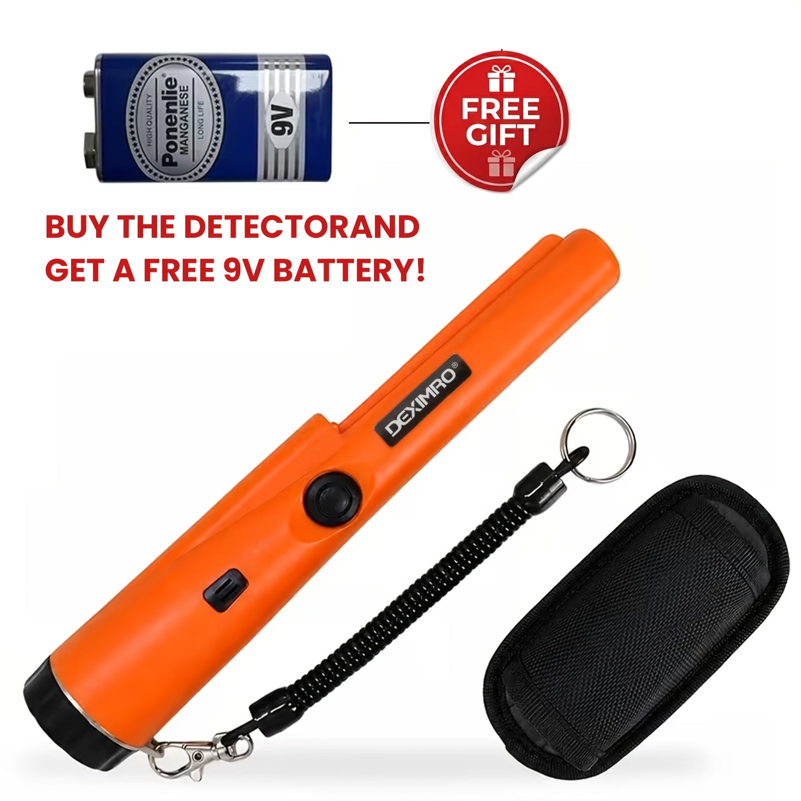 Pinpointer Metal Detector 360° Waterproof Handheld Pin Pointer Wand with Buzzer Vibration Alerts for Gold Silver Coins Relics Treasure Hunting Adults Kids