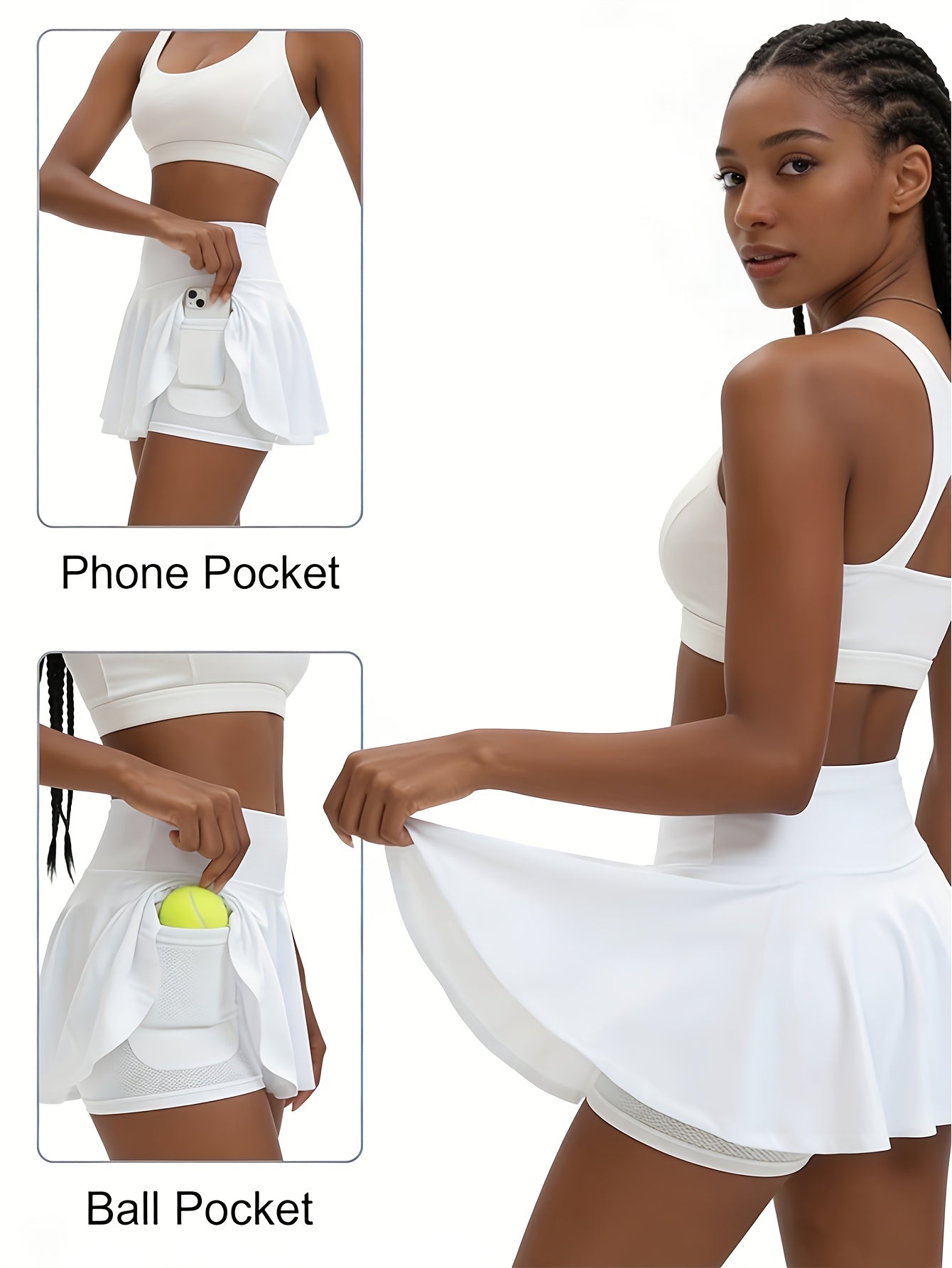 Women's High Waist Tennis Skort with Built-In Shorts & Pockets – Pleated Quick-Dry Athletic Skirt for Gym, Pickleball & Golf, Sizes S-XXL, 3 Colors