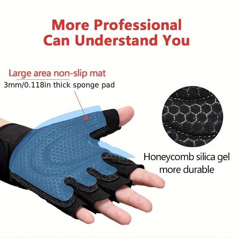 Half Finger Cycling Gloves for Men & Women – Breathable Knit Sports Gloves with Hook-and-Loop Closure for Cycling, Fitness, Hiking & Outdoor Activities