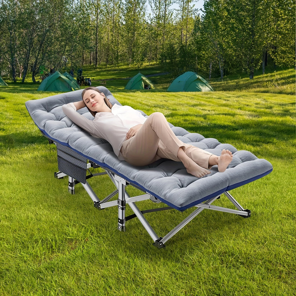 Folding Camping Cot with Mattress 75 Inch Heavy Duty – Portable Sleeping Cot with Carry Bag for Adults, Camping, Hunting, Travel & Guest Bed Indoor Outdoor