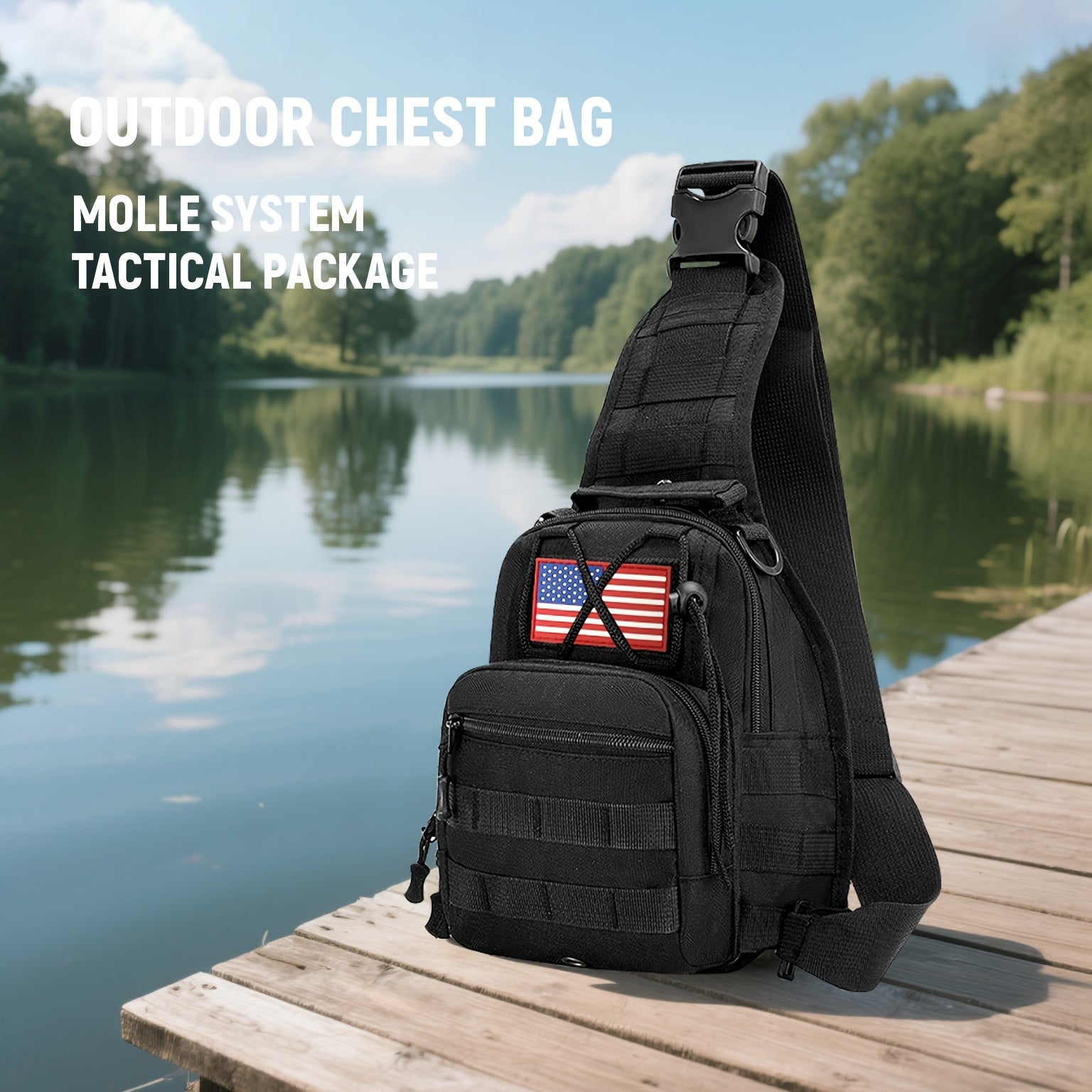 Men's Sling Bag Lightweight Crossbody Chest Pack, Multi-Pocket Shoulder Bag with Adjustable Strap for Cycling Hiking Travel EDC, Compact Outdoor Daypack for Men