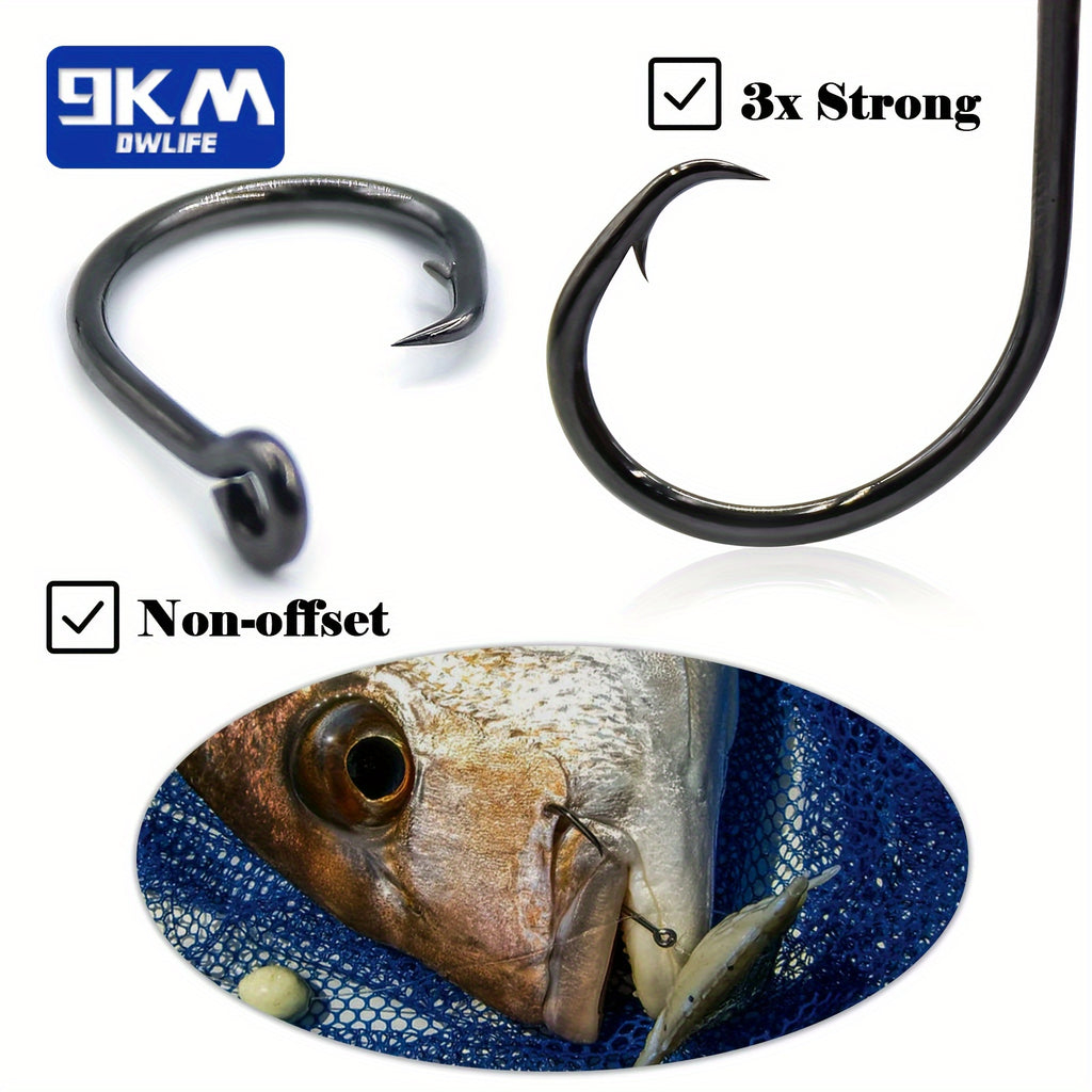Circle Hooks for Fishing 50 Pack – High Carbon Steel Wide Gap Non-Offset Bait Hooks for Catfish, Bass, Salmon, Trout, Saltwater & Freshwater, Sizes 1# to 6/0#, Catch & Release Friendly