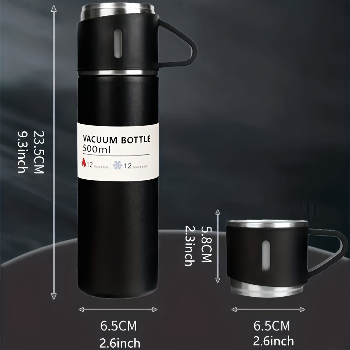 Stainless Steel Water Bottle & Cups Gift Set 4pcs - 1L Bottle + 3 Small Cups, Triple Lids for Hot & Cold Drinks, 304 Food-Grade Steel for Camping, Office & Travel (5 Colors)