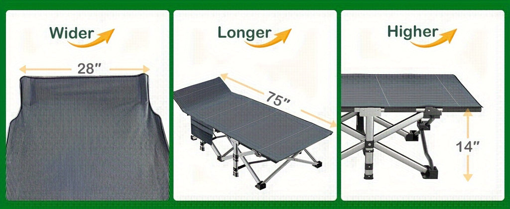 Folding Camping Cot with Mattress 75 Inch Heavy Duty – Portable Sleeping Cot with Carry Bag for Adults, Camping, Hunting, Travel & Guest Bed Indoor Outdoor