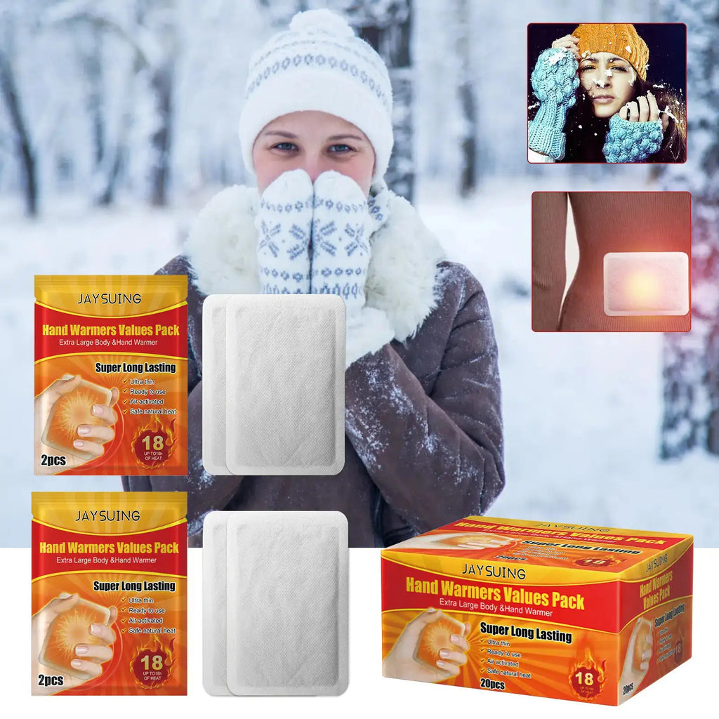 Hand Warmers 20 Pack – 10-Hour Lasting Heat, Odorless Disposable Warmers for Outdoor Activities, Camping, Hunting, Skiing, Travel & Cold Weather Baby Use